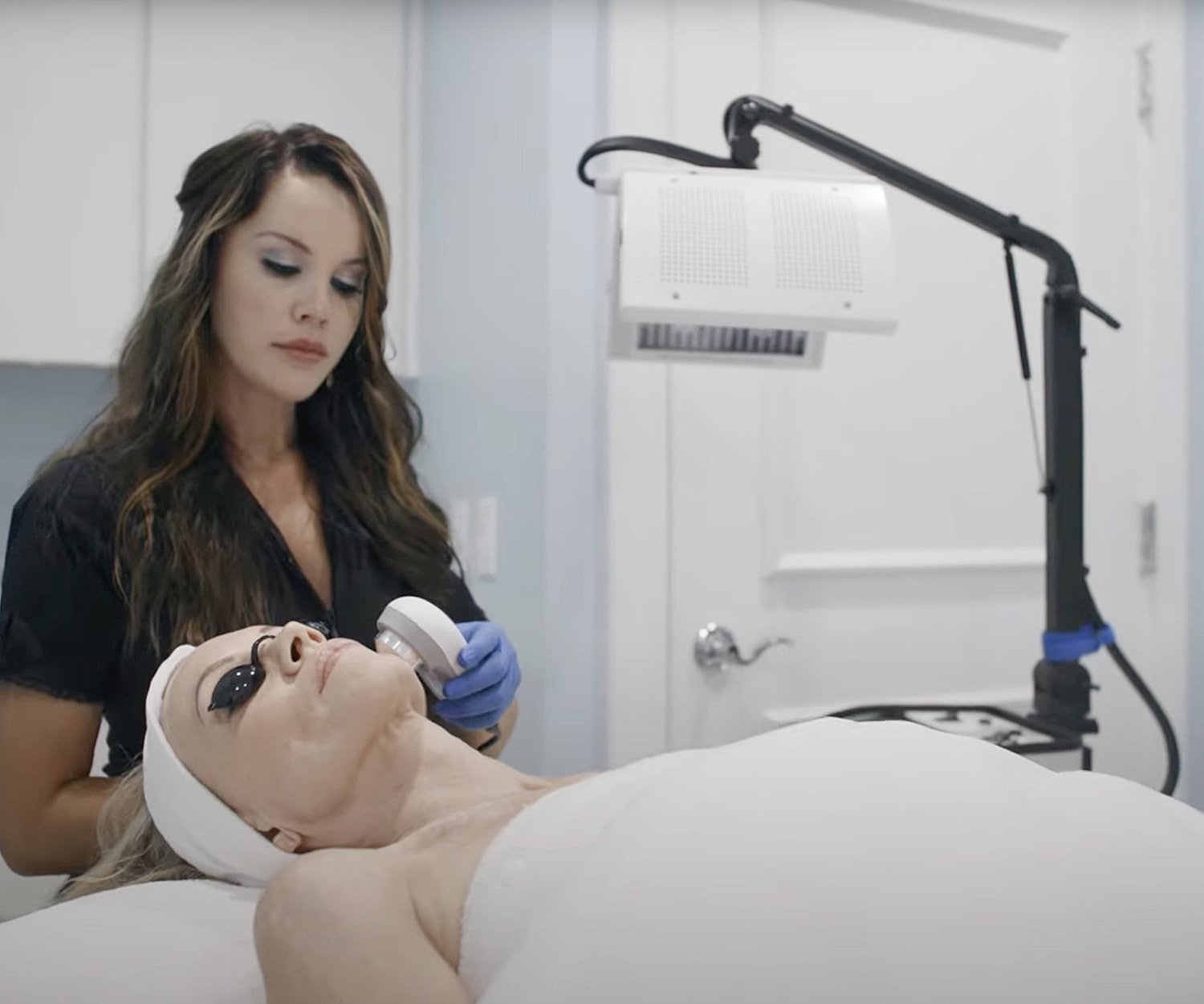 Modern, inviting reception area with blue decor.