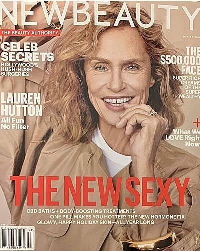 Magazine cover featuring smiling woman with healthy skin.