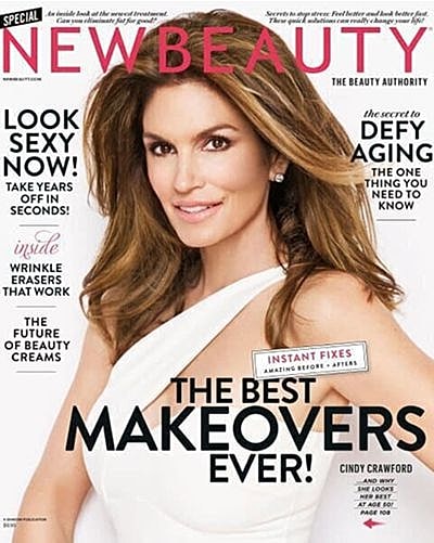 Cindy Crawford on NewBeauty magazine cover.